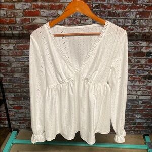 Elegant White Eyelet Blouse